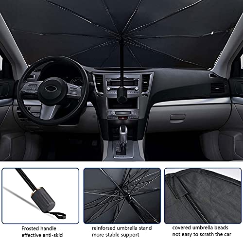 JOKILY Sombrilla Paraguas del Coche Parasol Coche Delantero Parasol Protector Solar para Coche Sombrilla Parabrisas Plegable Reduce Calor Aislado y Radiación UV (140*79cm)