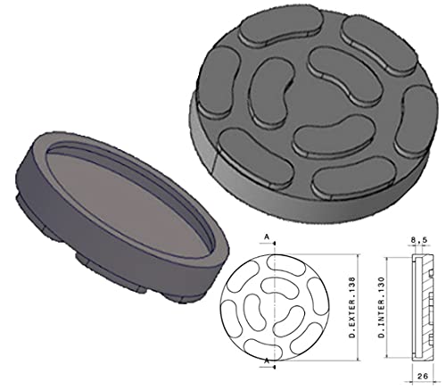 JOMAFA - JUEGO DE 4 TACOS DE GOMA PARA ELEVADOR DE COCHES CON 138mm DIAMETRO UNIVERSAL PARA ELEVADORES CASCOS, AGM, CORGHI Y OTRAS MARCAS