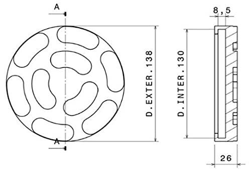 JOMAFA - JUEGO DE 4 TACOS DE GOMA PARA ELEVADOR DE COCHES CON 138mm DIAMETRO UNIVERSAL PARA ELEVADORES CASCOS, AGM, CORGHI Y OTRAS MARCAS