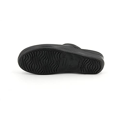 JOMIX Chanclas sanitarias para mujer y hombre, anatómicas, con zócalos, sanitarios, fabricadas en Italia, plantilla de piel auténtica, 07 Negro, 42 EU