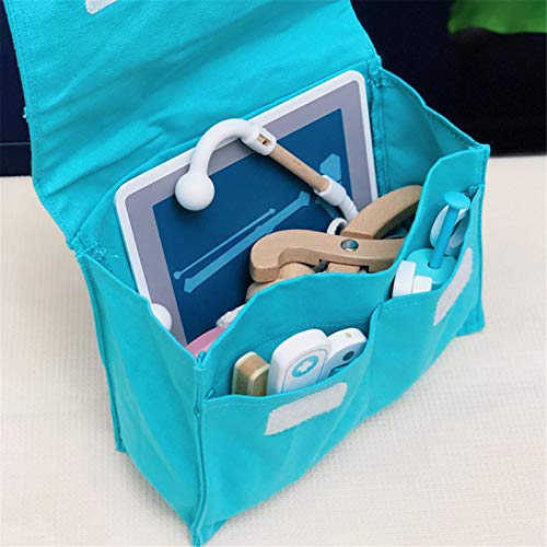 Joyivike 17 Piezas Maletín De Medicos para Niños Madera, Juego Médico, Maletin Medicos Juguete, Juego De Dentista para Niños, Juego De Simulación De rol Juego Herramientas Juguete Set Regalos