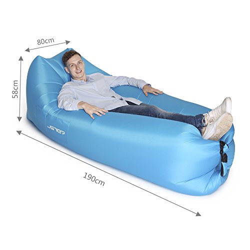 JSVER Sofa Hinchable del Aire del Ocioso de Playa,Tumbona Hinchable sofá Inflable Cama con el Paquete Portable para Viajar, Acampar, Senderismo, Piscina y Partidos de la Playa -Azul