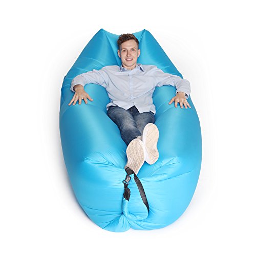 JSVER Sofa Hinchable del Aire del Ocioso de Playa,Tumbona Hinchable sofá Inflable Cama con el Paquete Portable para Viajar, Acampar, Senderismo, Piscina y Partidos de la Playa -Azul