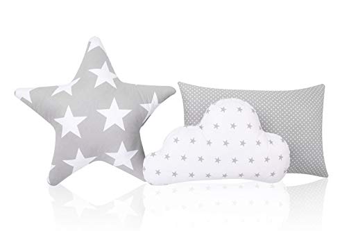 Juego de 3 cojines decorativos Amilian® con forma de estrella y nube