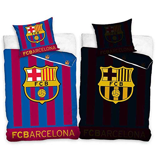 Juego de cama del Barcelona F.C., incluye funda para almohada y edredón, brilla en la oscuridad