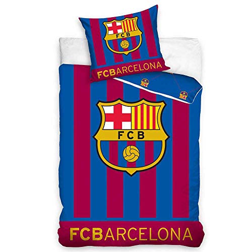 Juego de cama del Barcelona F.C., incluye funda para almohada y edredón, brilla en la oscuridad