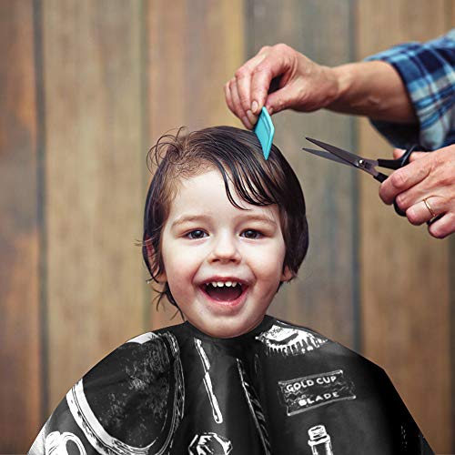 Juego de Capa Peluqueria negra, Capa Ajustable Profesional del Salon con un Cepillo de Cuello para Barbero, Capa Peluqueria Adulto Ideal para Barberías y Salones de Belleza