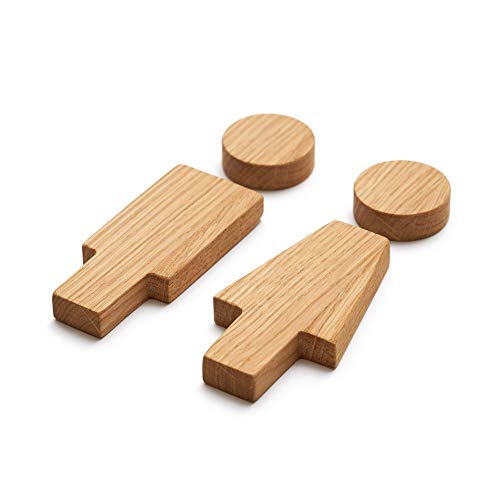 Juego de letreros para puerta de baño, letrero de madera para baño, WC, señal para puerta de baño