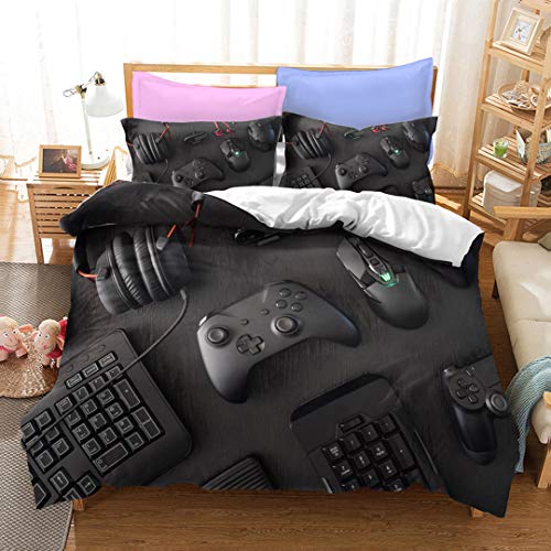 Juegos de Ropa de Cama de Videojuegos Adolescentes Funda Nórdica Gamepad Gaming Gamer Decoración de Dormitorio Moderna Colcha de Microfibra Suave para Niños Niñas (Multi 4, 180x210cm Cama 90 cm)