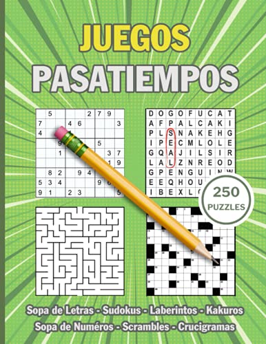 Juegos y pasatiempos para adultos y mayores: libro de actividades y juegos 7 en 1 para ancianos | Sudoku - Sopa de Letras - Sopa de Numéros - Kakuros ... y Crucigramas | + 250 juegos con soluciones