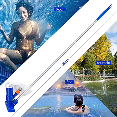 Julyee Kit de Limpieza Piscina, Aspirador de Piscina Manual Portátil con Barra para Piscinas SPA Jacuzzi Charca Fuente - Azul