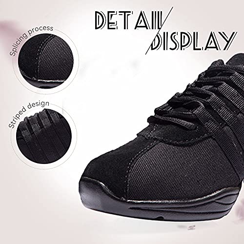 JUODVMP Mujer Dance Fitness Sneakers Entrenadores Transpirables Fondo Ligero Antideslizante Resistente Desgaste Zapatos Baile Moderno,Modello T01AB-Black-QD, 40EU