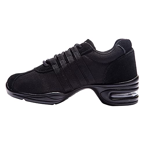 JUODVMP Mujer Dance Fitness Sneakers Entrenadores Transpirables Fondo Ligero Antideslizante Resistente Desgaste Zapatos Baile Moderno,Modello T01AB-Black-QD, 40EU