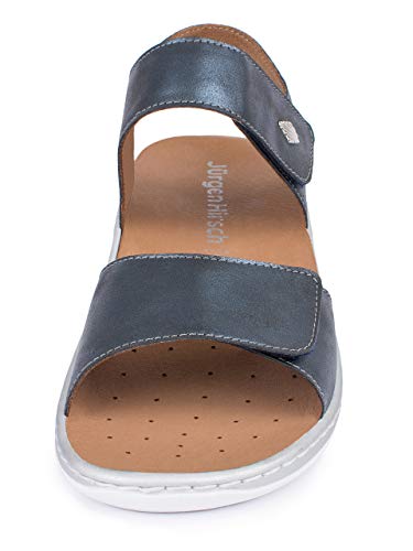 Jürgen Hirsch Sandalias para mujer Easy 02, fáciles de limpiar y con plantilla extraíble, en 2 colores, color Azul, talla 41 EU