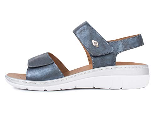 Jürgen Hirsch Sandalias para mujer Easy 02, fáciles de limpiar y con plantilla extraíble, en 2 colores, color Azul, talla 41 EU