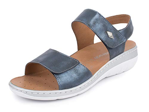 Jürgen Hirsch Sandalias para mujer Easy 02, fáciles de limpiar y con plantilla extraíble, en 2 colores, color Azul, talla 41 EU