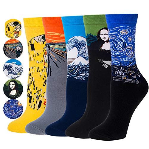 Justay Calcetines de Algodón para Hombre para Pintura Artística, Calcetines para Invierno