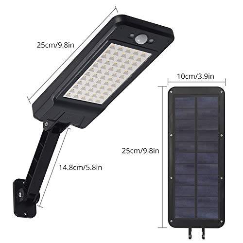 Justech 2PCs Luces Solares Exterior de Pared 60LEDs Lámpra Solar de Sensor Movimiento IP65 Impermeable con 3 Modos Iluminación Solar y 180° Ángulo Ajustable para Patio Jardín Almacén Camino