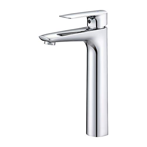 KAIBOR Mezclador de Lavabo para Lavabos de Encimera, Grifo de Baño Alto con Altura de Caño 223 mm, Mezclador Monomando de Lavabo para Lavabos de Encimera y Lavabos, Opción Ideal para Hoteles y Hogares