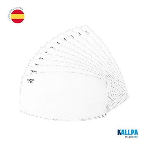 KALLPA® Pack de 60 filtros para mascarillas UNE0065 - REUTILIZABLES - fabricados en España - hidrófobo, antiestático y antibacteriano, muy transpirable (TNT) (Pack infantil 60)