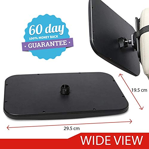 Karids Espejo Bebe Coche - Retrovisor Irrompible para la vigilancia de tu Bebe en la Parte Interior del Coche - Accesorio Seguro con Doble Correa para asegurar - Color Negro - Panoramico 360°