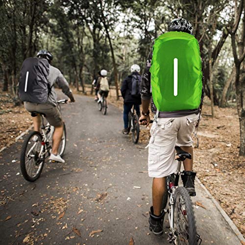 KATOOM 2PCS Funda Protectora para Mochila Cubierta Impermeable a Lluvia Tira Reflectante Seguridad/Viaje al Aire Libre/Aventura/a Prueba de Polvo/Ciclismo/Senderismo/Escuela (Negro+Verde M 30L-40L)