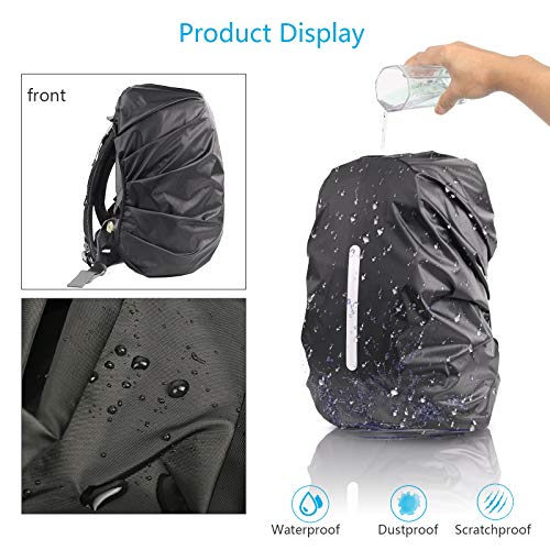 KATOOM 2PCS Funda Protectora para Mochila Cubierta Impermeable a Lluvia Tira Reflectante Seguridad/Viaje al Aire Libre/Aventura/a Prueba de Polvo/Ciclismo/Senderismo/Escuela (Negro+Verde M 30L-40L)