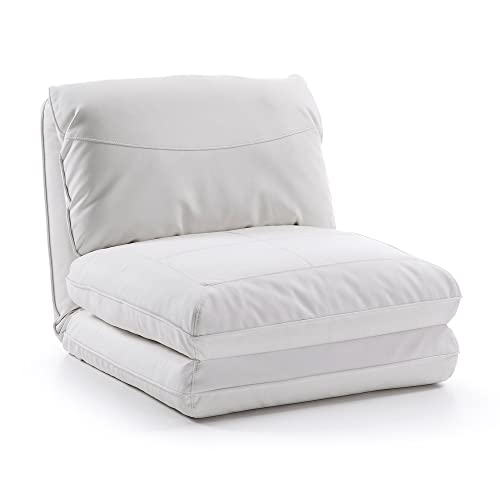 Kave Home - Butaca Cama Moss Blanca 78 x 88 (200) cm de Piel sintética Blanca