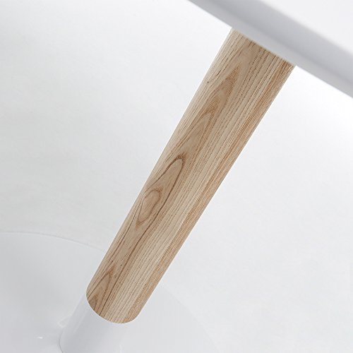 Kave Home - Mesa de Comedor Trick Redonda Ø 90 cm Blanca con pie de Madera de Fresno y Acero en Blanco