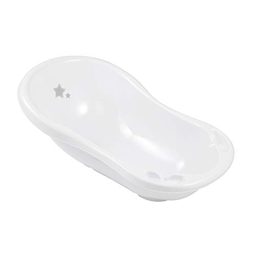 keeeper Bañera Ergonómica con Tapón Stars, De 0 a 12 Meses, Maria, Stars Blanco, 84x49x29 cm