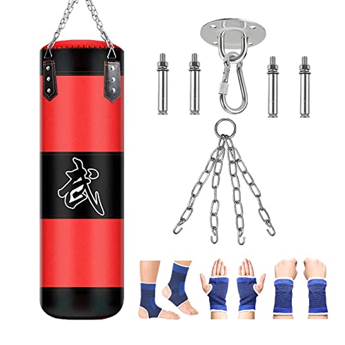 KEEPAA Saco de Boxeo,Saco de Boxeo Pesado con Cadena de Acero - Bolsa De Entrenamiento Vacío De Boxeo Karate Bolsa De Arena (Sin Relleno),para Boxeo Entrenamiento de Boxeo Fitness