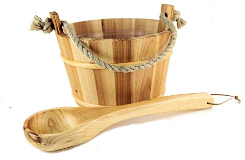 Kela - Set Cubo de sauna y cazo de madera de pícea 26 x 21 cm