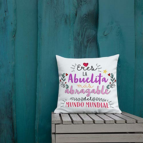 Kembilove Almohada para Abuela – Cojines para Abuelas – Regalos Originales para Abuelas – Cojín con Mensaje Eres la Abuelita mas abrazable – La Mejor Sorpresa para tu Abuela