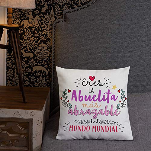 Kembilove Almohada para Abuela – Cojines para Abuelas – Regalos Originales para Abuelas – Cojín con Mensaje Eres la Abuelita mas abrazable – La Mejor Sorpresa para tu Abuela