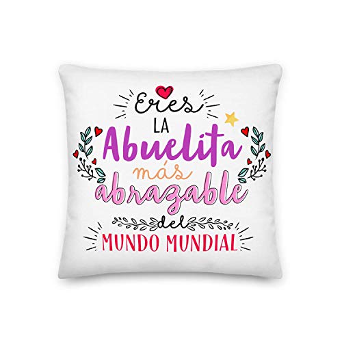 Kembilove Almohada para Abuela – Cojines para Abuelas – Regalos Originales para Abuelas – Cojín con Mensaje Eres la Abuelita mas abrazable – La Mejor Sorpresa para tu Abuela