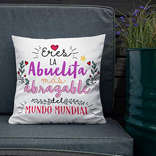 Kembilove Almohada para Abuela – Cojines para Abuelas – Regalos Originales para Abuelas – Cojín con Mensaje Eres la Abuelita mas abrazable – La Mejor Sorpresa para tu Abuela