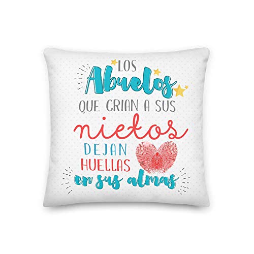 Kembilove Cojín para Abuelo – Cojines Originales y Decorativos para Abuelos – Cojín con Mensajes Los Abuelos Dejan Huellas – Regalos Originales para Regalar el día del Padre