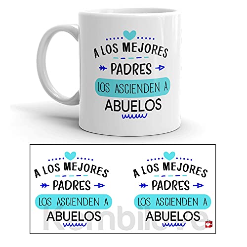 Kembilove Taza regalo día del padre – Tazas Desayuno para Abuelo con Mensaje A los mejores padres los ascienden a abuelos – Tazas originales – Regalo para abuelos