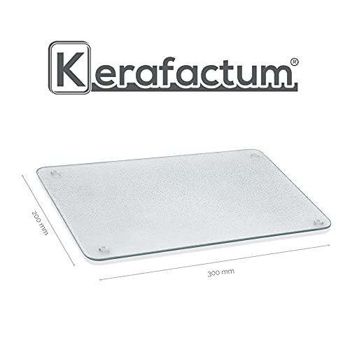 Kerafactum Tabla de cortar de cristal transparente, tamaño 30 x 20 x 0,4 cm, tabla de cortar de cristal para cortar, servir alimentos, cubierta de cocina, tabla de cortar