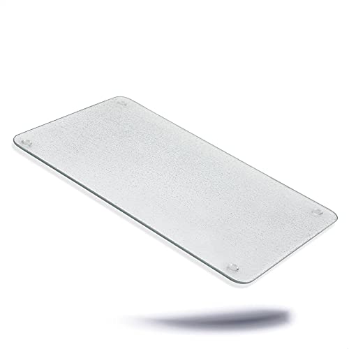 Kerafactum Tabla de cortar de cristal transparente, tamaño 30 x 20 x 0,4 cm, tabla de cortar de cristal para cortar, servir alimentos, cubierta de cocina, tabla de cortar