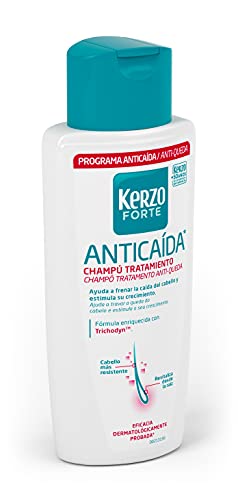 Kerzo Forte - Champú Tratamiento Anticaída - Frena la Caída del Cabello y Estimula su Crecimento, Cabellos Más Resistente y Raíces Revitalizadas, para Todo Tipo de Cabello, Blanco, 400 Mililitros