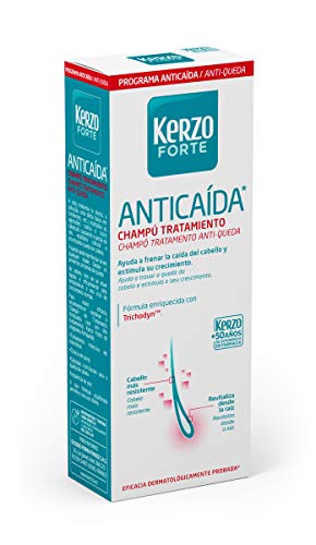 Kerzo Forte - Champú Tratamiento Anticaída - Frena la Caída del Cabello y Estimula su Crecimento, Cabellos Más Resistente y Raíces Revitalizadas, para Todo Tipo de Cabello, Blanco, 400 Mililitros