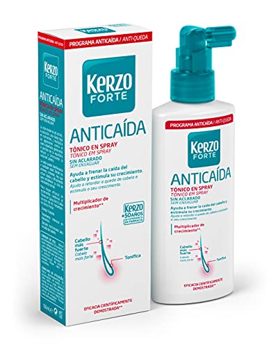 Kerzo Forte - Tónico en Spray Anticída - Sin Aclarado, Multiplicador de Crecimento Cientificamente Demostrado, para Todo Tipo de Cabello, Blanco