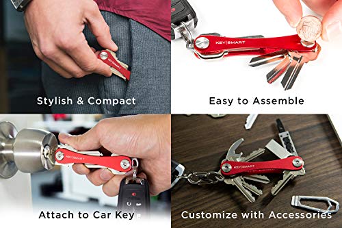 KeySmart - Llavero y organizador de llaves compacto (hasta 22 llaves, Roja)