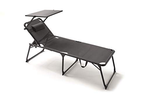 KG KITGARDEN - Tumbona Plegable Multiposiciones Playa/Camping, ExtraGrande XL, Gris Antracita, Relax