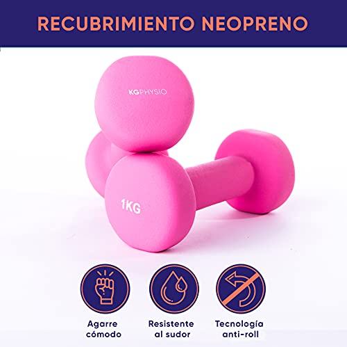 KG Physio Mancuernas De Neopreno De Calidad Profesional Juego De 2 Pesas (2 x 1KG)