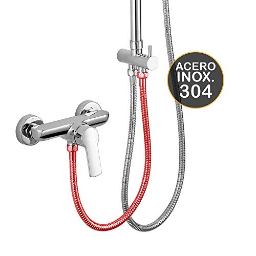 Kibath 101371 Flexo de Acero Inoxidable de conexión para Ducha o bañera, Universal, con Acabado Cromo Brillo, Medida 60 cm