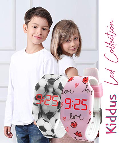 KIDDUS Reloj LED Digital para niña o niño. Pulsera de Silicona Suave. Batería Japonesa reemplazable. Fácil de Leer y Aprender Las Horas. Efecto Fluorescente. KI10220 Arcoiris