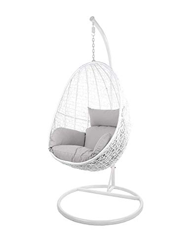 Kideo Swing Chair Sillón Colgante Hamaca Sillón de Descanso Muebles de Salón *Eyecatcher* - Blanco/Gris