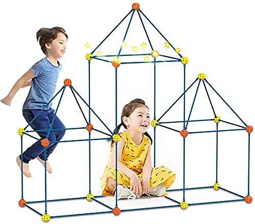 Kids Fort Building Kit Piezas-Creative Fort Toy para Niños Y Niñas De 3,4, 5,6,7 Años De Edad-Juguetes De Aprendizaje DIY Construcción De Castillos Túneles Tienda De Campaña Rocket Tower Interior